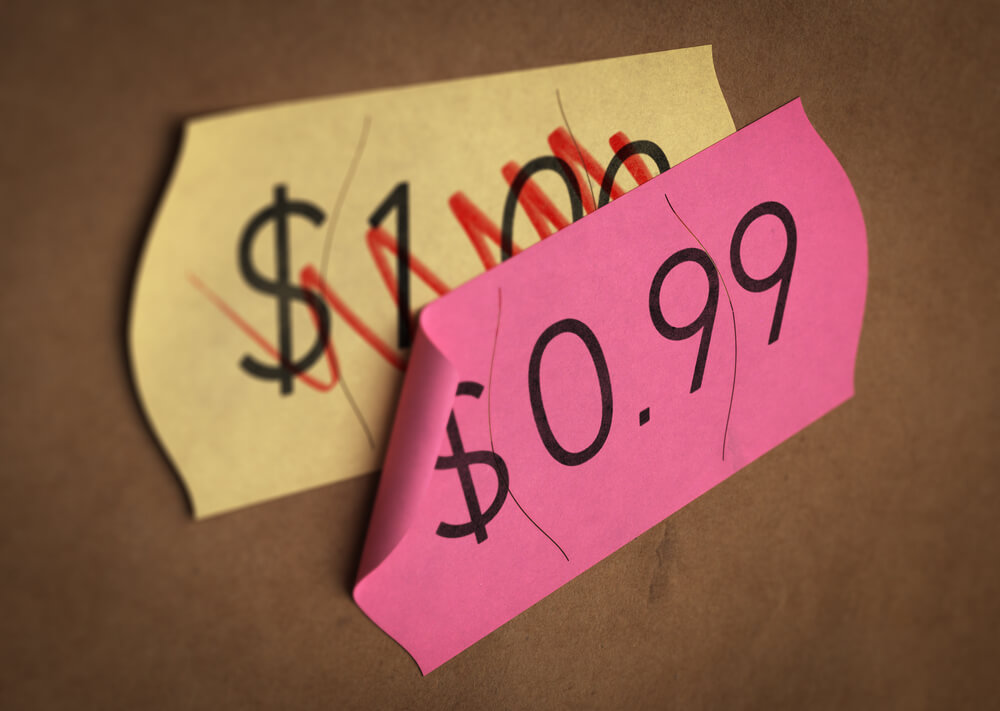 Business using charm pricing to get customers to buy more.