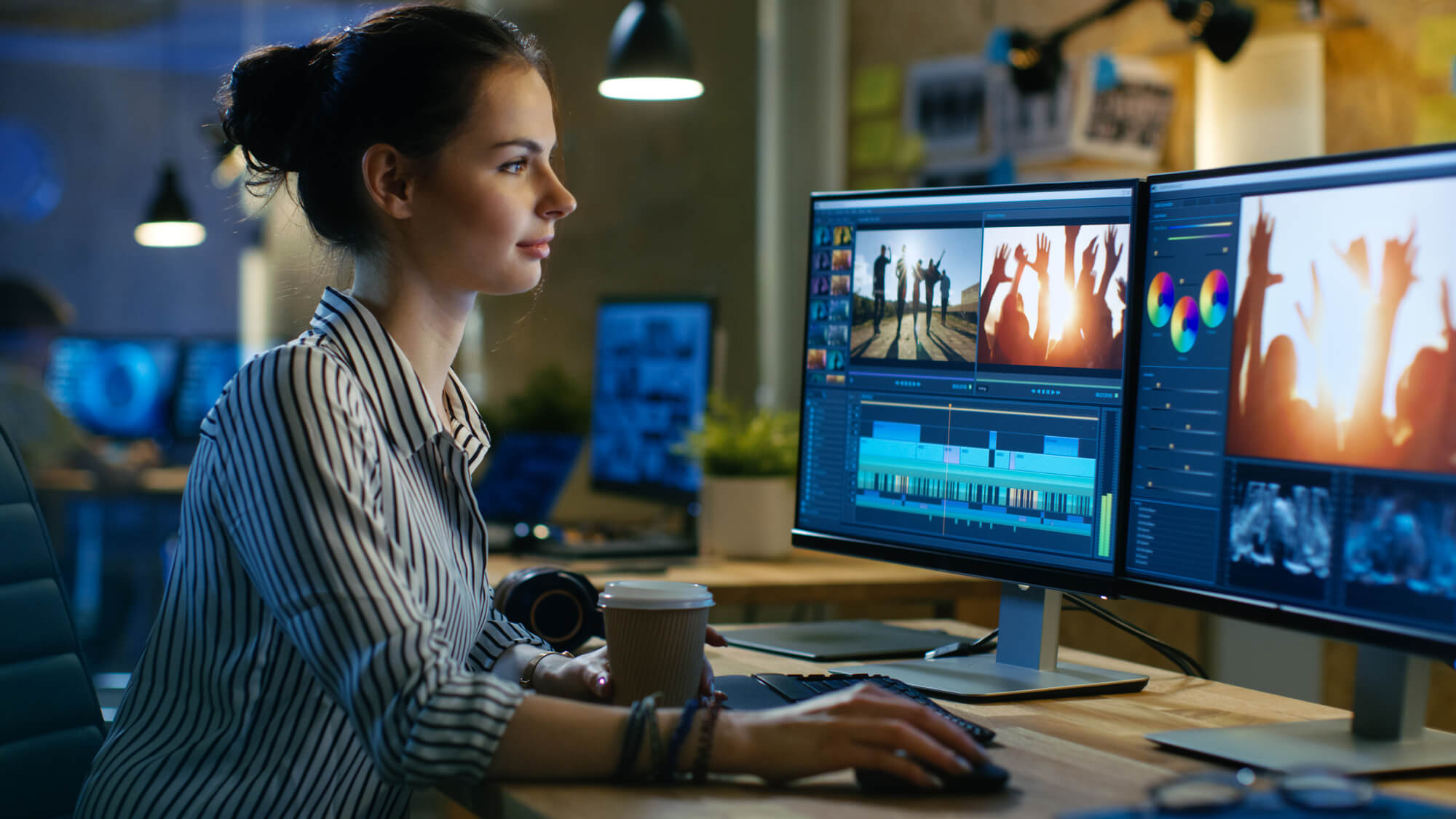 woman editing pictures on a software