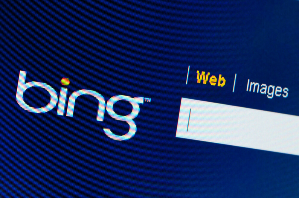 A screenshot of Bing website search bar