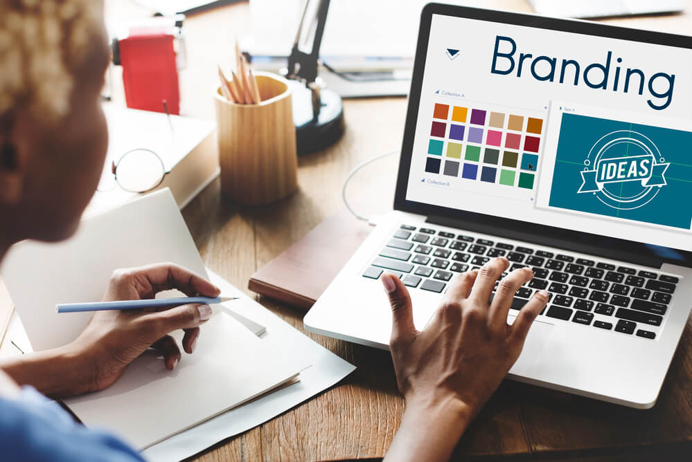 marketer designing a logo