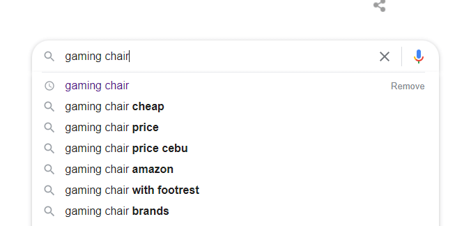 search box section of Google.