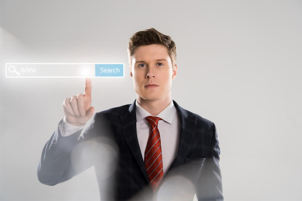 Marketer monitoring the search engine results pages.