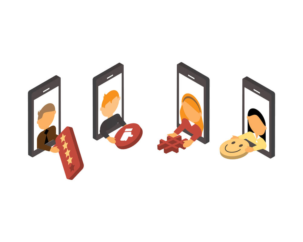 Clients giving positive reviews and other forms of user-generated content on social media.