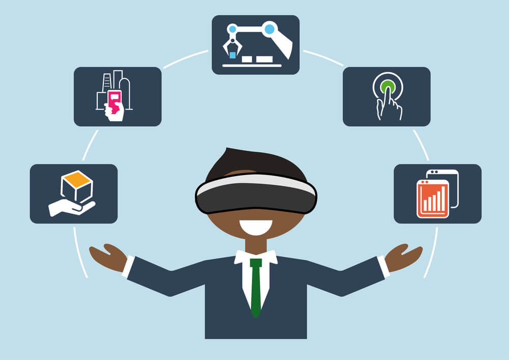Customer engaging in augmented reality to virtually try out a product.