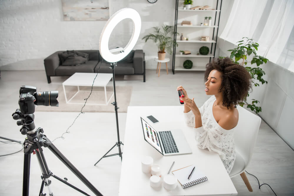 Aspiring YouTube making content for her channel.