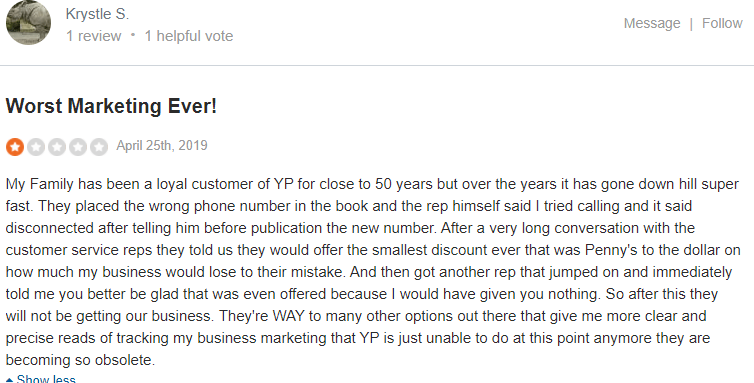 bad yelp review digital marketing