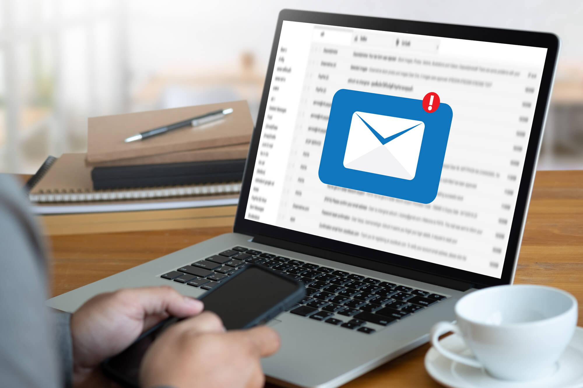 businessman receiving an email