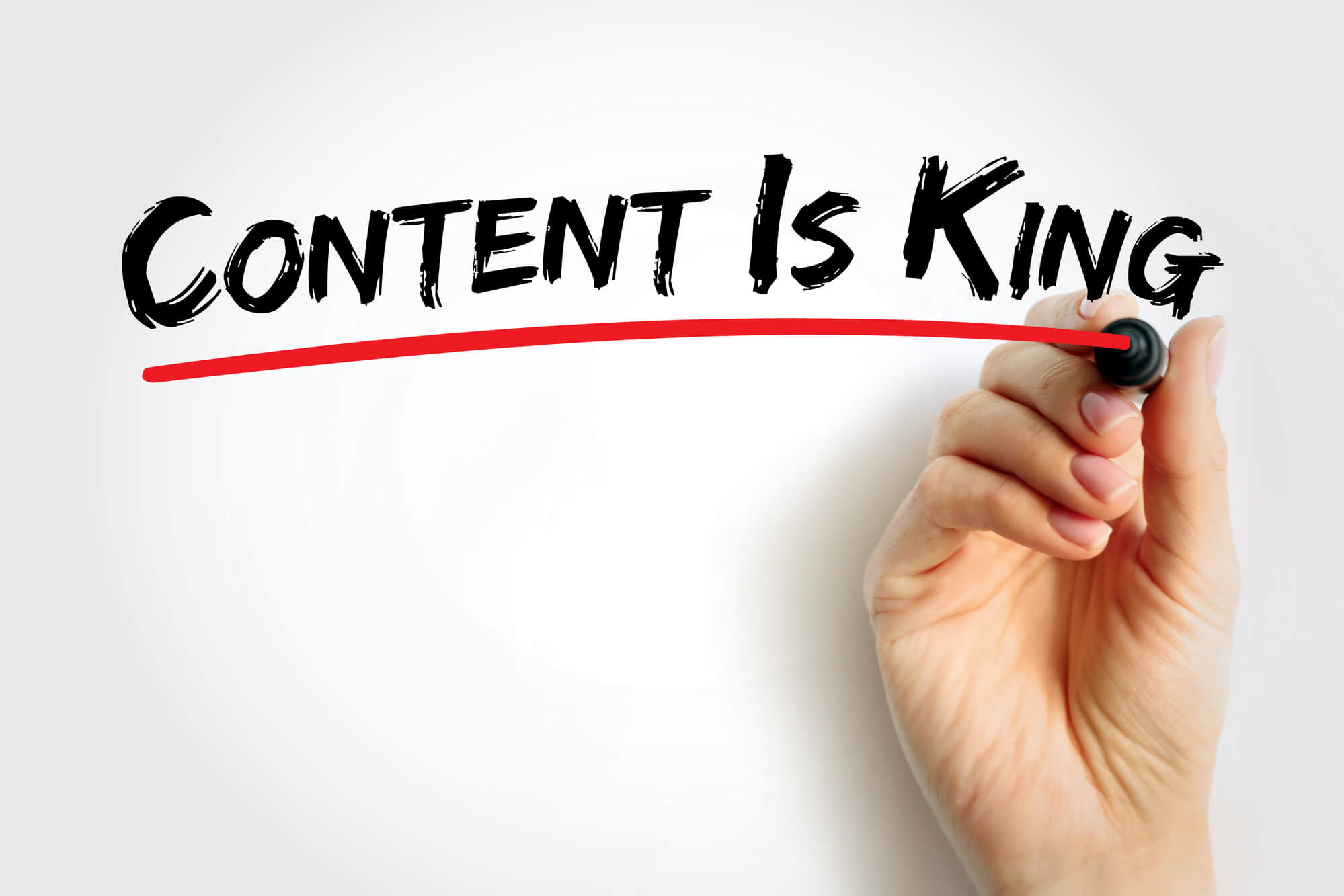 content is king written on whiteboard