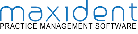 Maxident dental software logo.