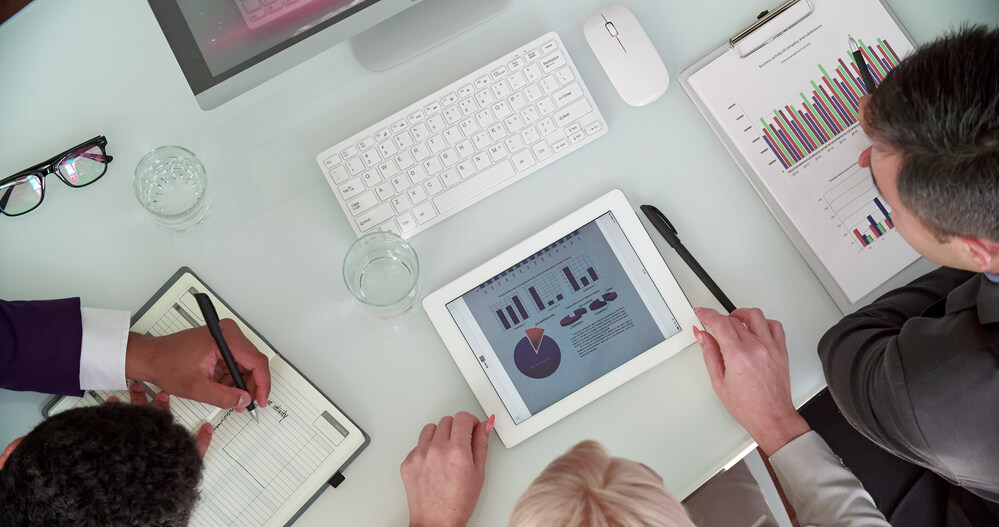 Marketers working with data.