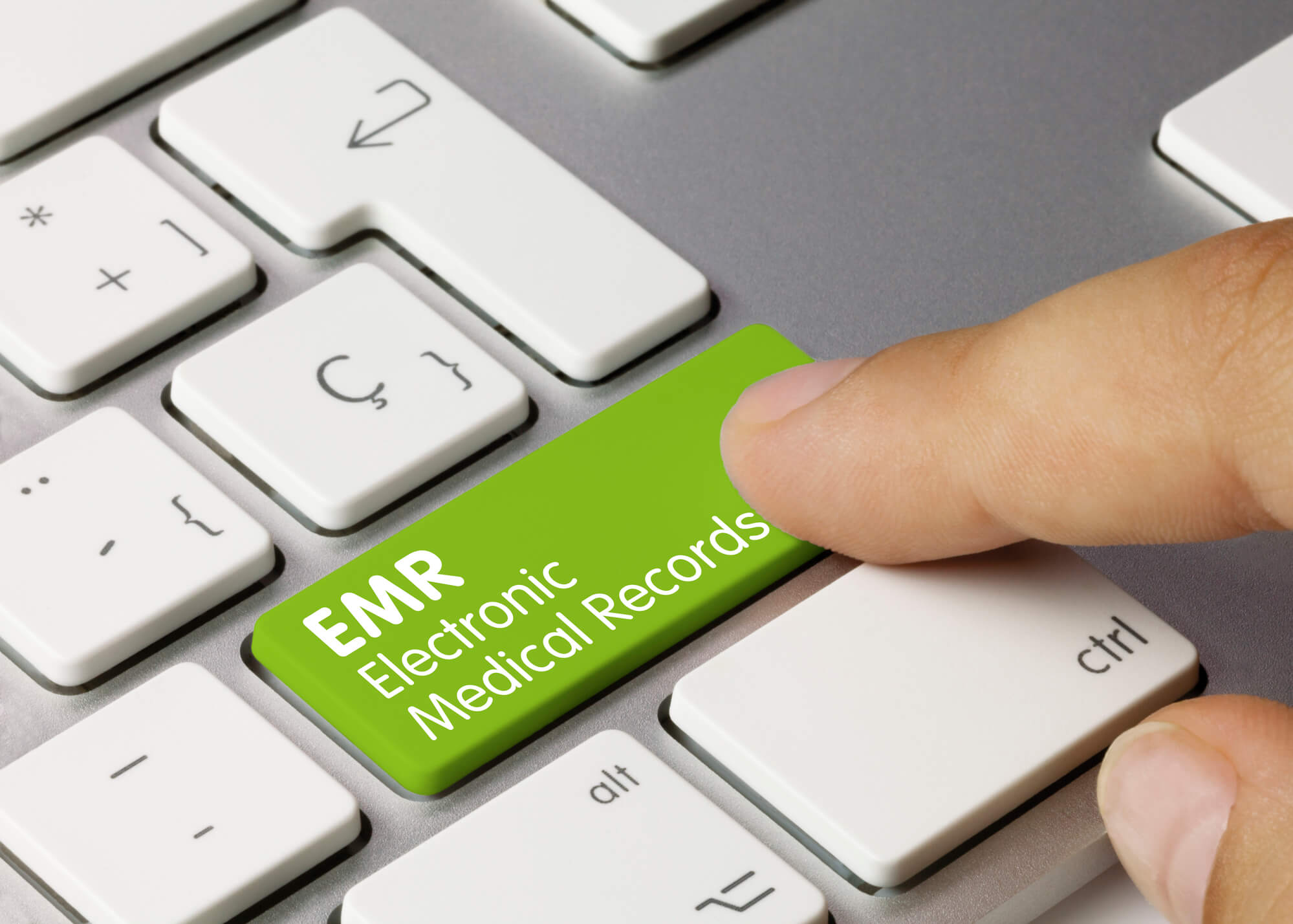 electronic medical records on keyboard