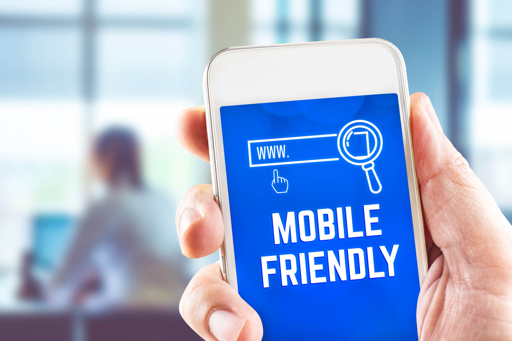 phone with mobile friendly word on screen