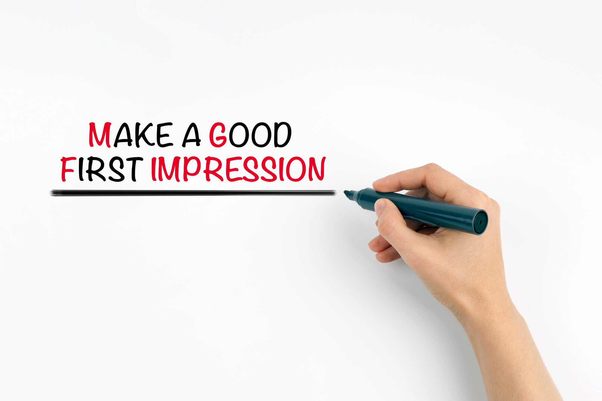 hand writing make a good first impression on whiteboard