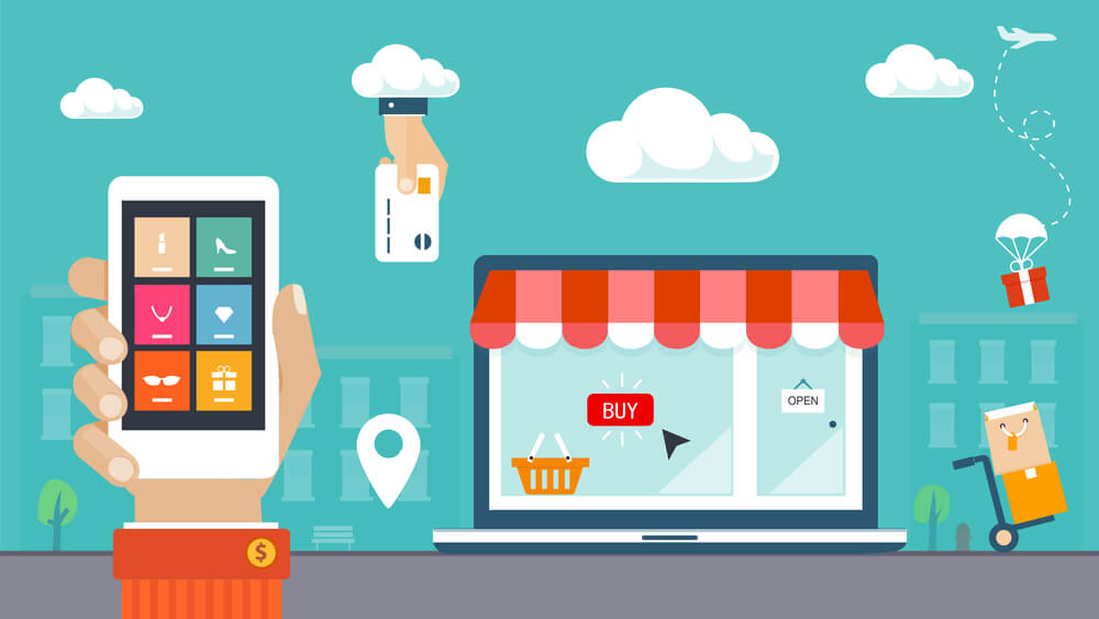 Concept of customer buying online. 