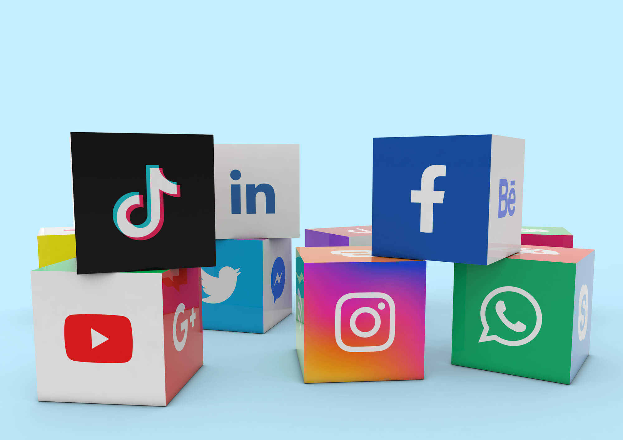 popular social media logos on blocks