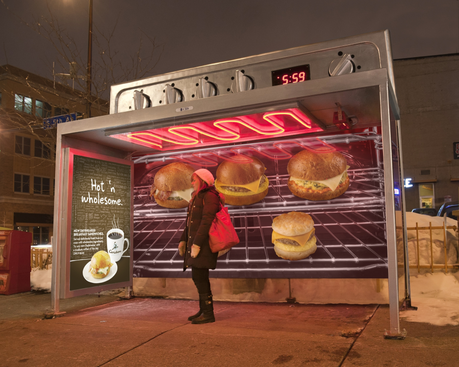 Caribou coffee bus shelter