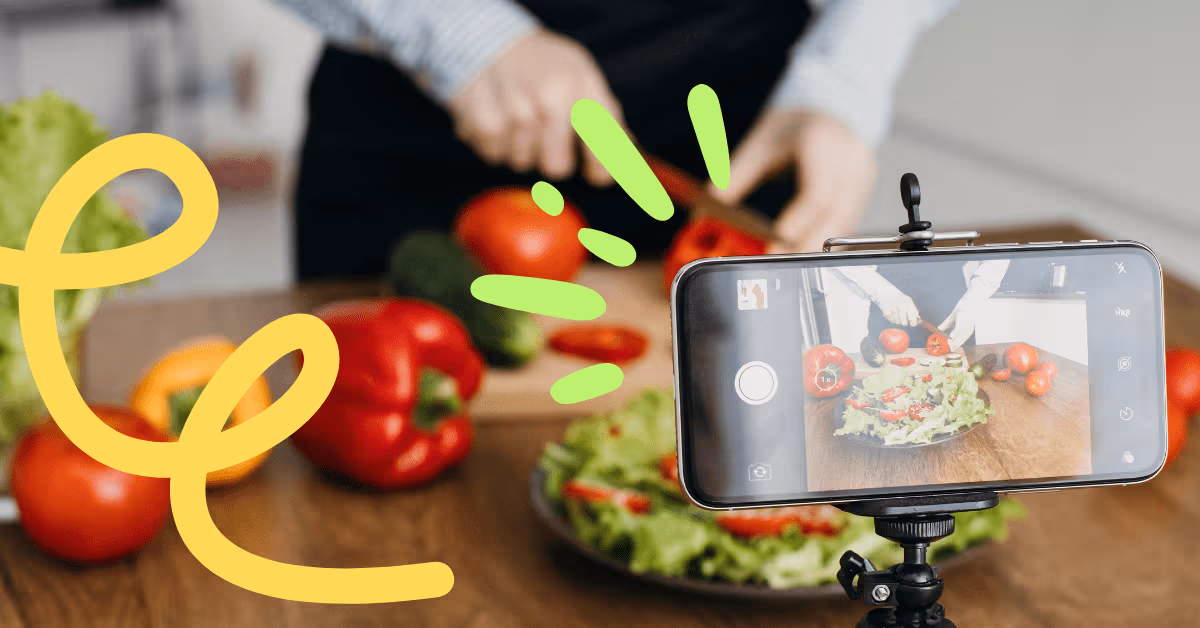 person recording video of himself slicing tomato without showing face