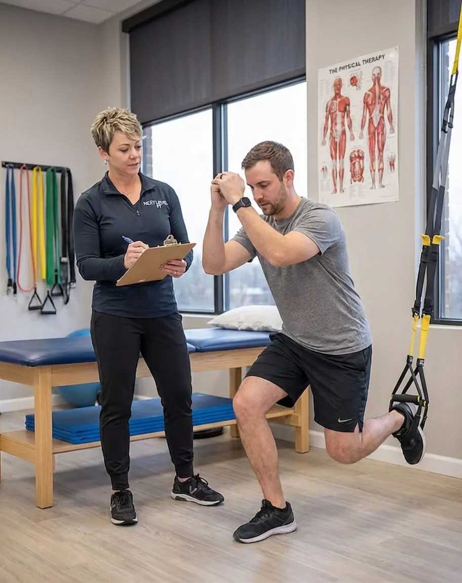 Patient working with a provider at a performance physical therapy clinic in Westlake during initial consultation
