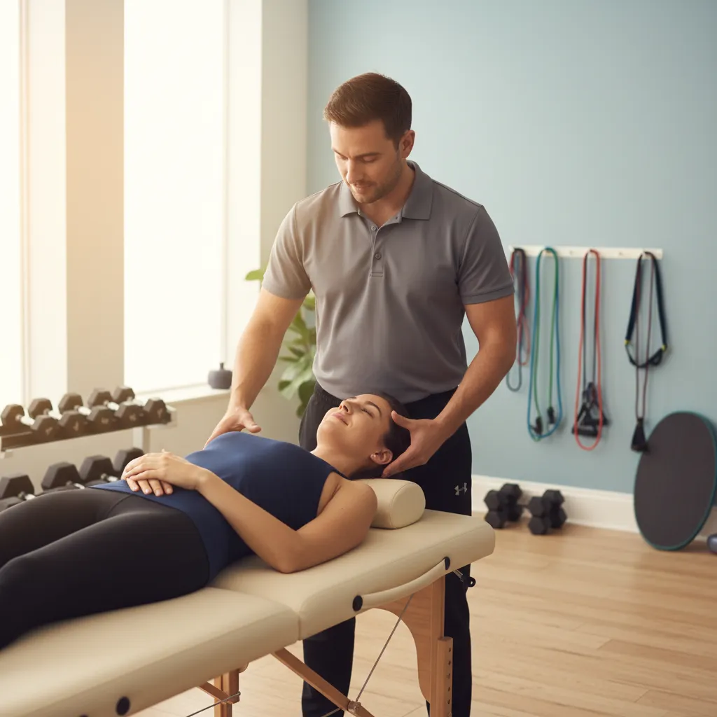 Physical therapist providing personalized manual therapy treatment to patient in Avon physical therapy clinic