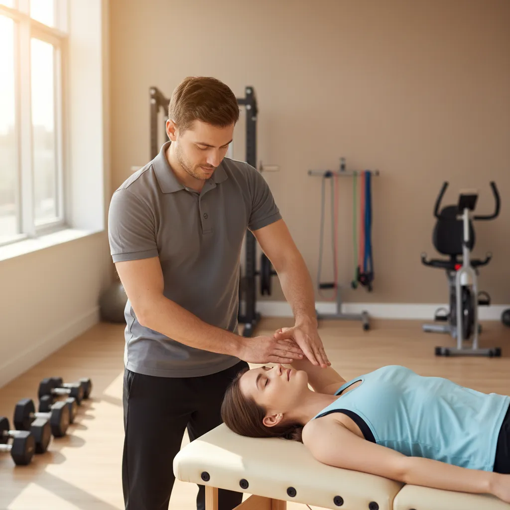 Physical therapist providing manual therapy treatment to patient's shoulder at Next Level PT in Avon, Ohio