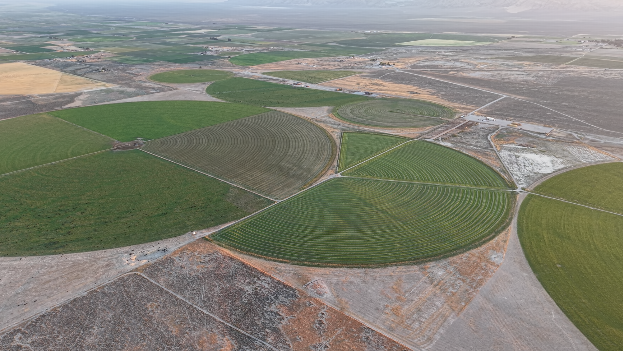 Center pivot irrigation on Perigo Ranch in Lund, Nevada