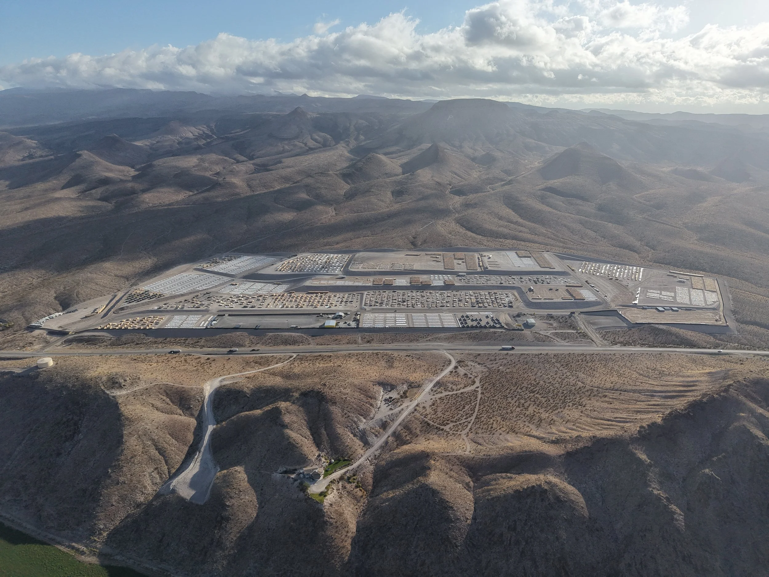 Aerial view of Nevada Industrial Storage's 154-acre Alamo facility along the US-93 corridor