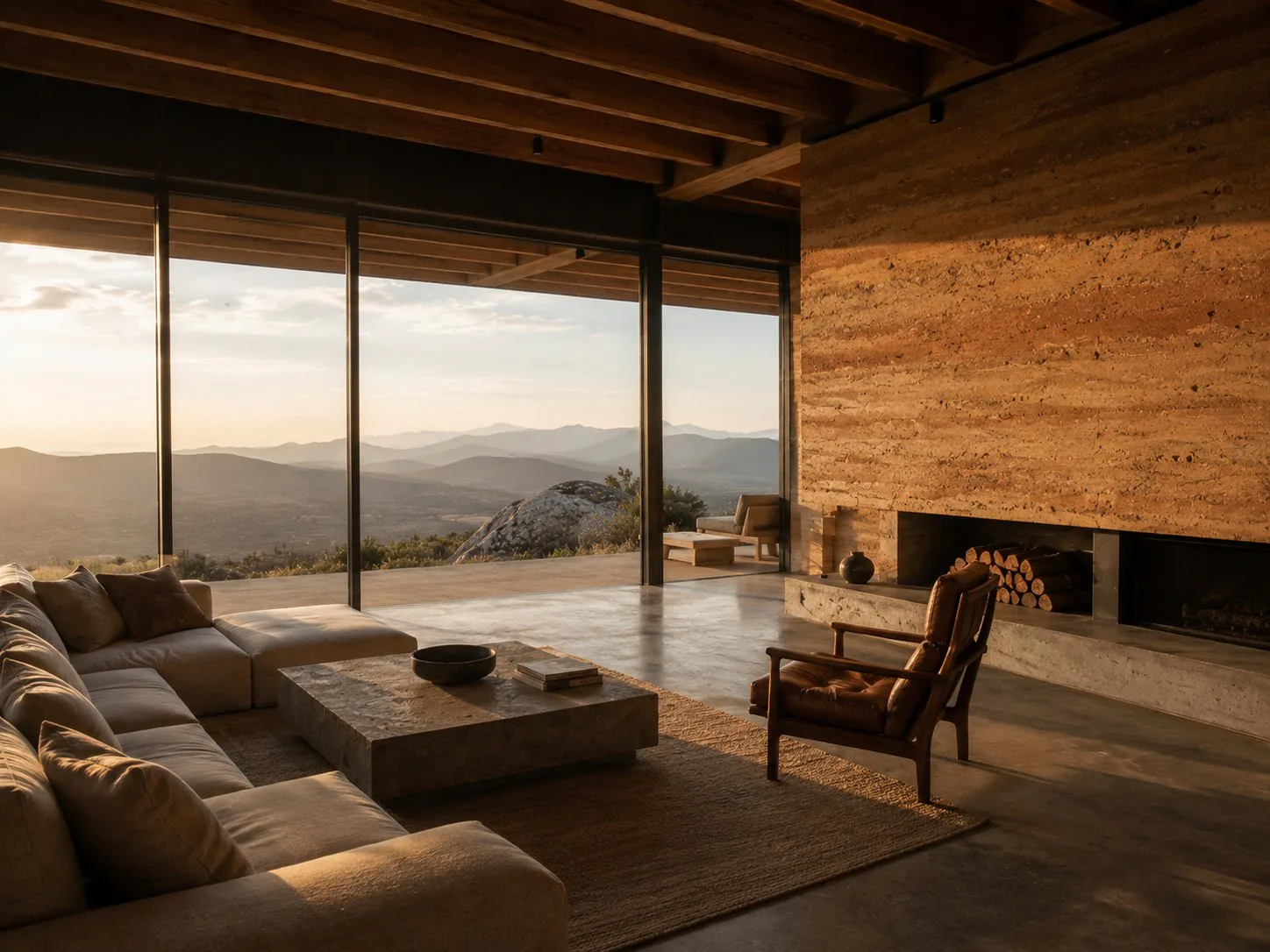 Living room with mountain view