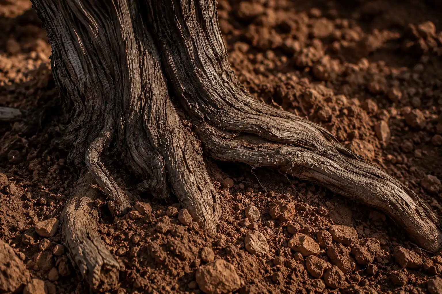 Vine tree rooted into earth