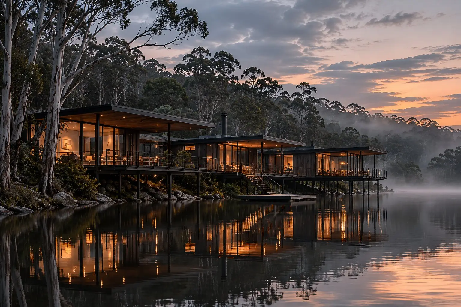 River house at sunset 