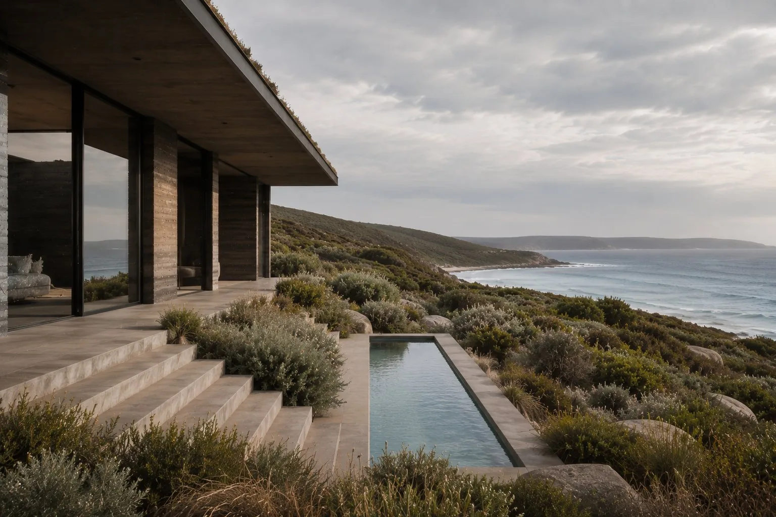 Outside swimming pool with sea view