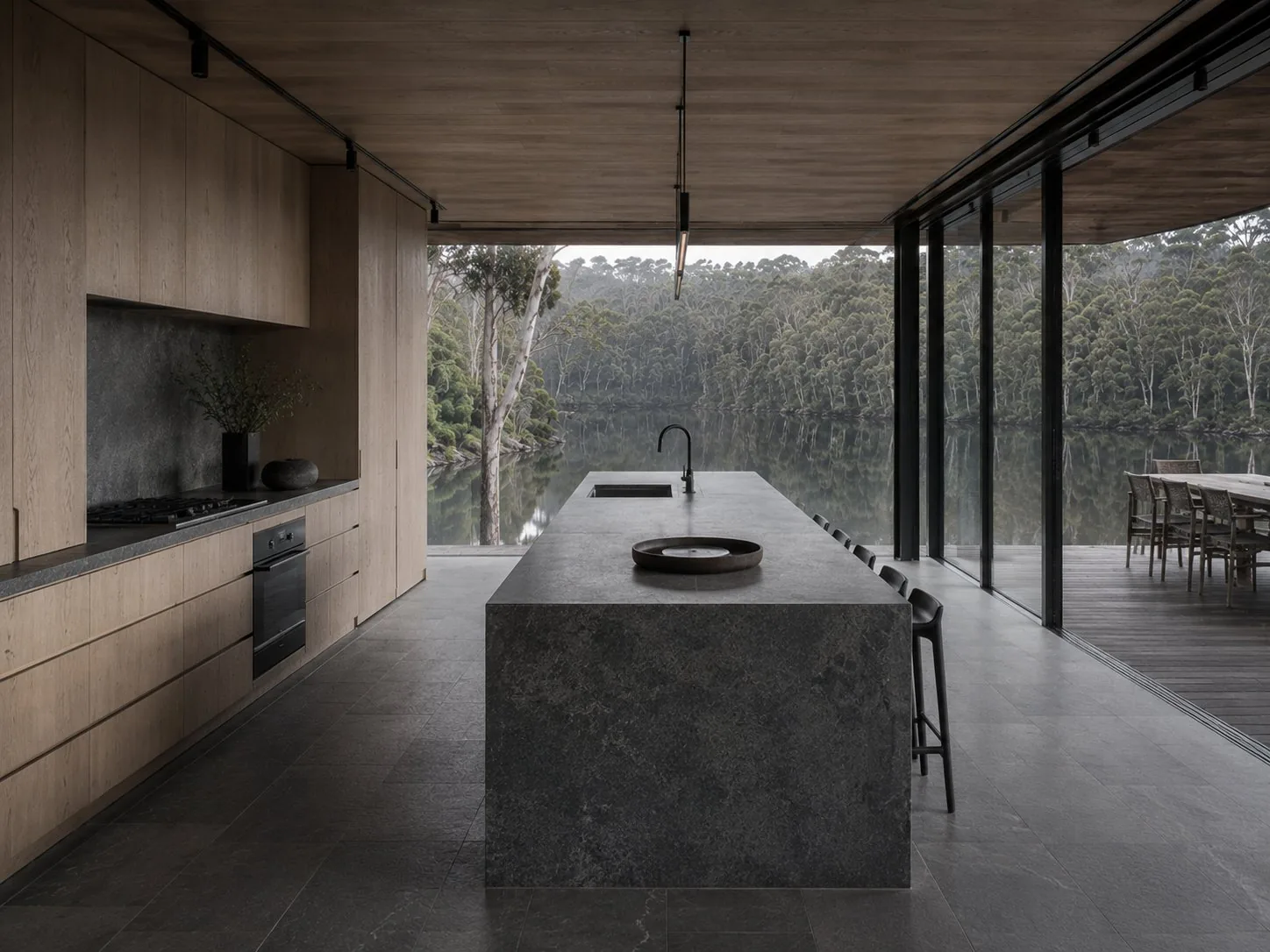 Kitchen with river views 