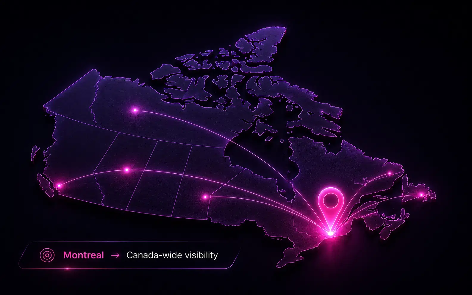 Service area map for Nuvaclick digital agency in Montreal and canada