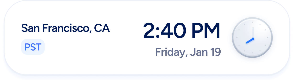Time Zone Card - SmartAssistant - Webflow Templates | BRIX Templates