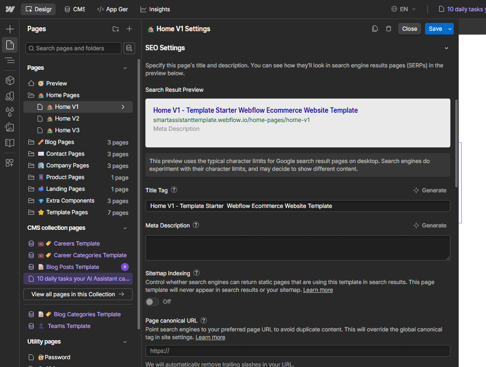 SEO - SmartAssistant - Webflow Templates | BRIX Templates