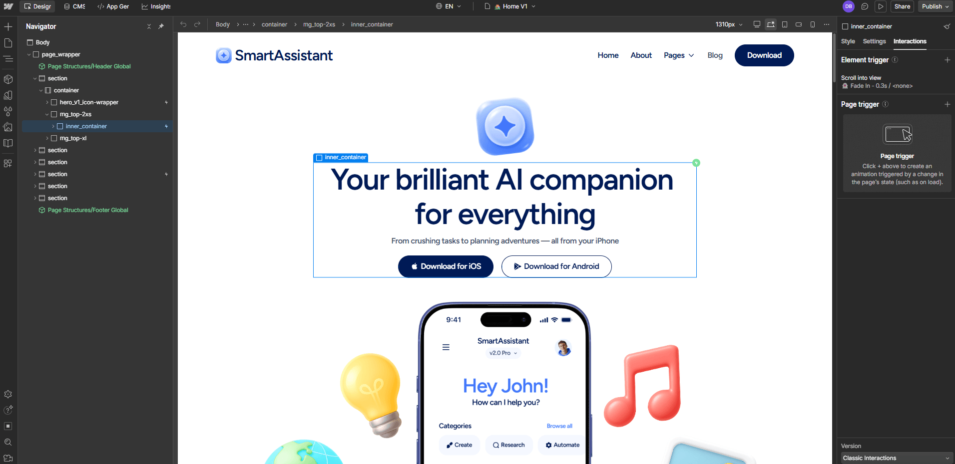 Animations - SmartAssistant - Webflow Templates | BRIX Templates