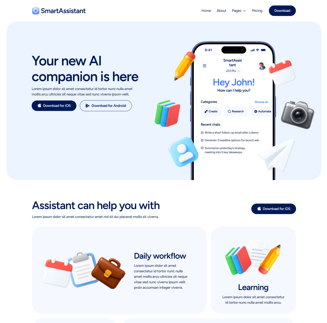 Home V2 - SmartAssistant - Webflow Templates | BRIX Templates