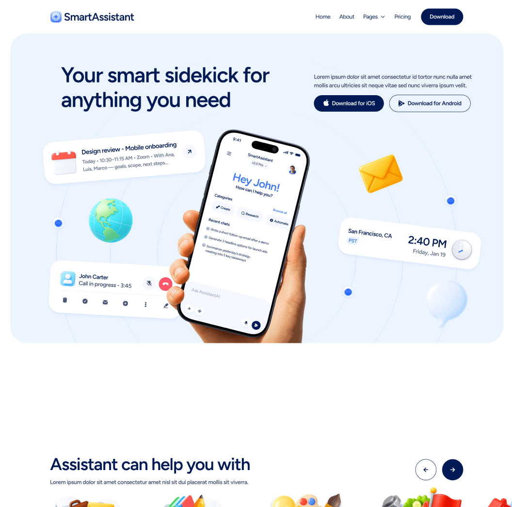 Home V3 - SmartAssistant - Webflow Templates | BRIX Templates