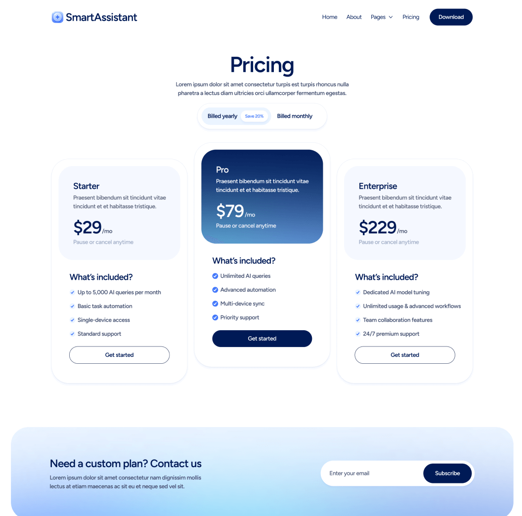 Pricing - SmartAssistant - Webflow Templates | BRIX Templates