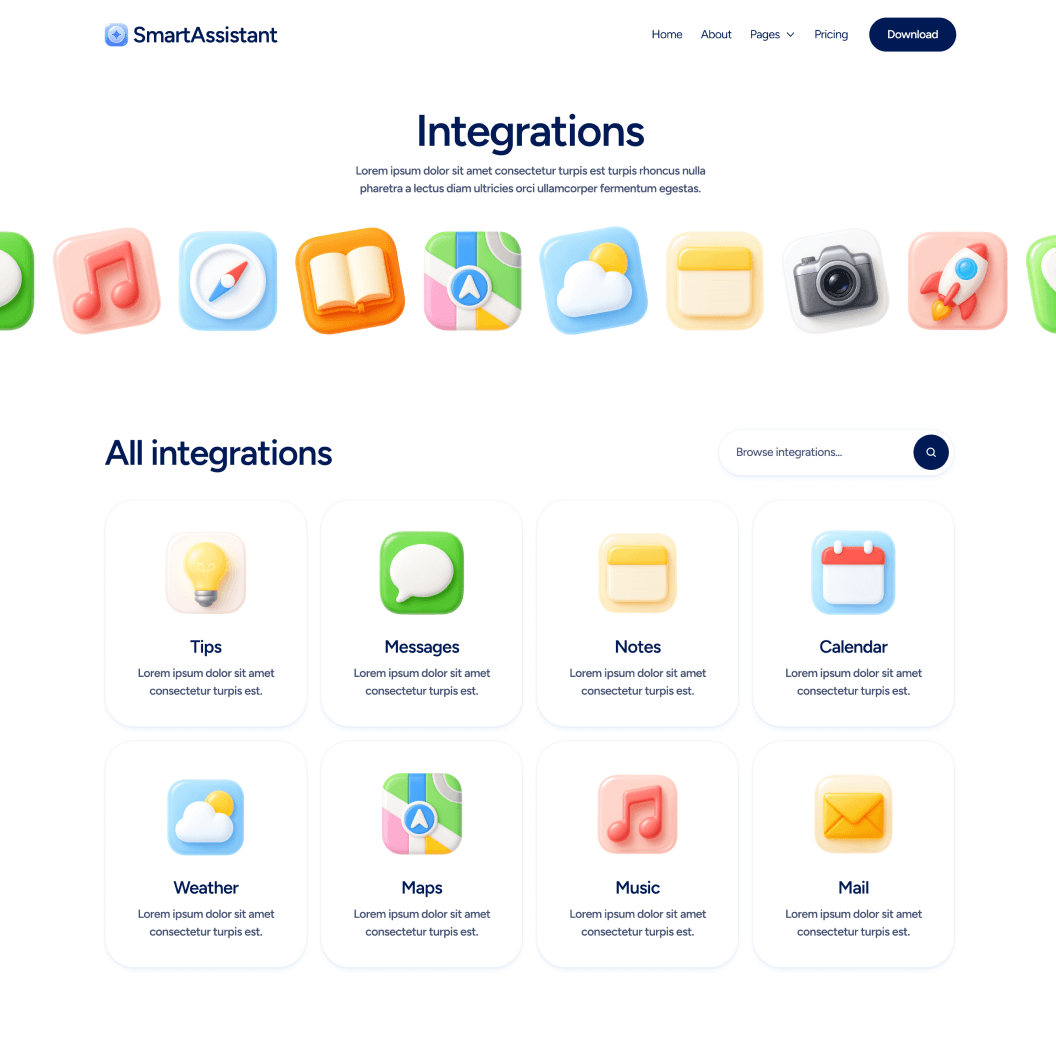 Integrations - SmartAssistant - Webflow Templates | BRIX Templates