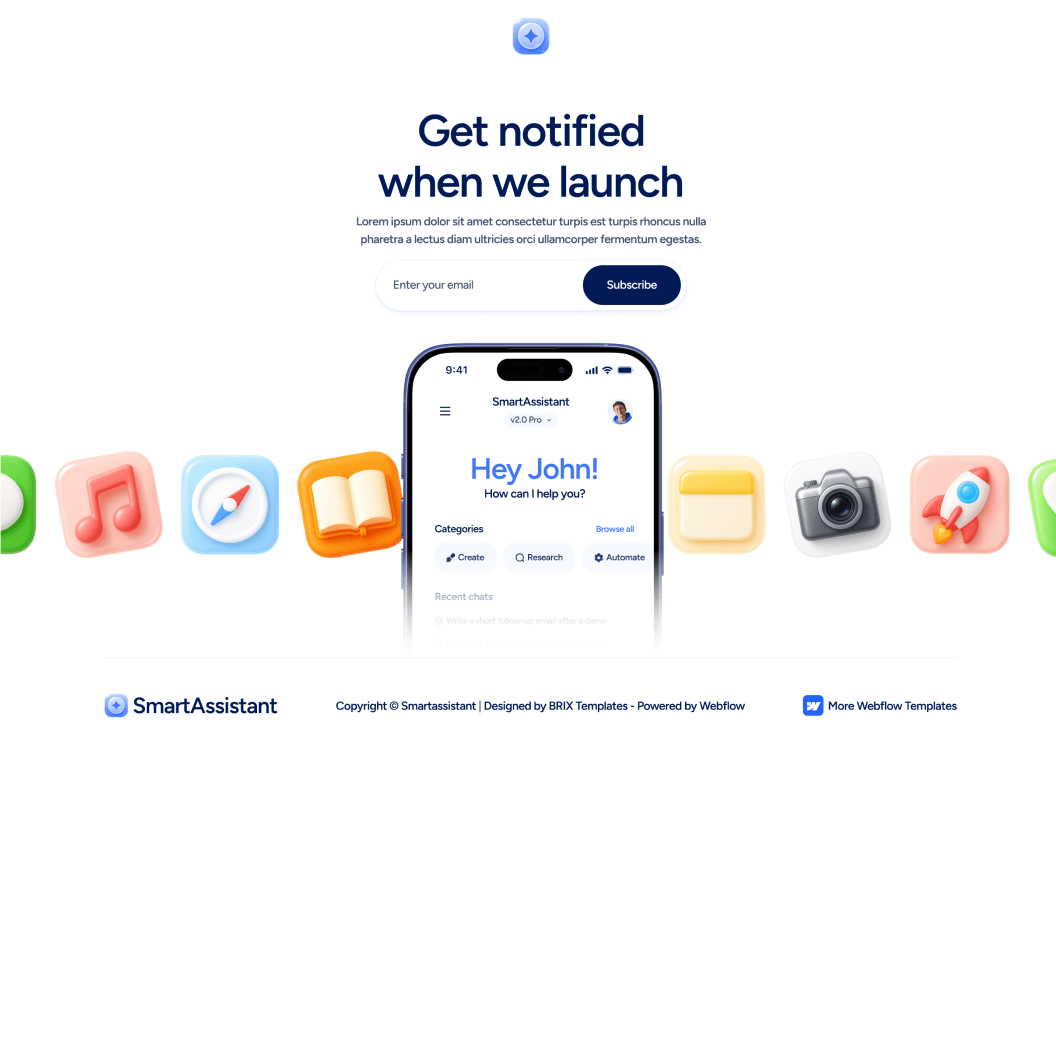 Coming Soon - SmartAssistant - Webflow Templates | BRIX Templates