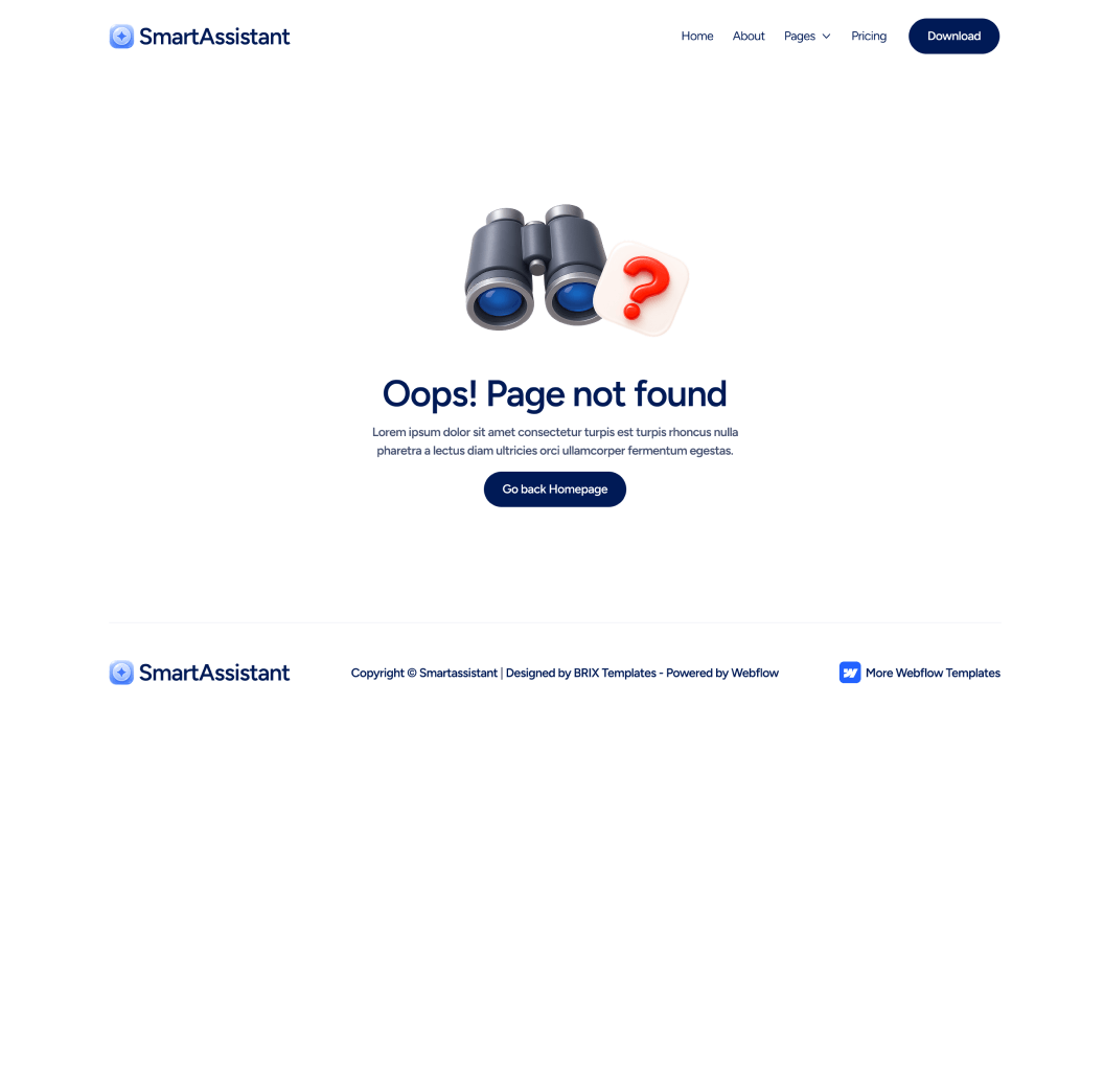 SmartAssistant - 404 Page - AI Assistant Webflow Template