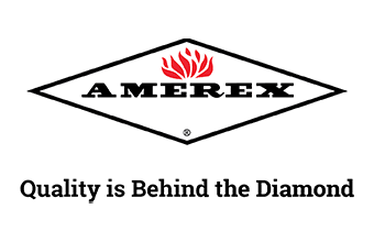 Amerex company logo featuring a red flame above the word Amerex inside a diamond shape.