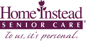 Home Instead Senior Care logo with a tulip design and the tagline 'To us, it's personal.'