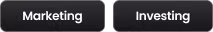 Two black rectangular buttons labeled Marketing and Investing on a white background.