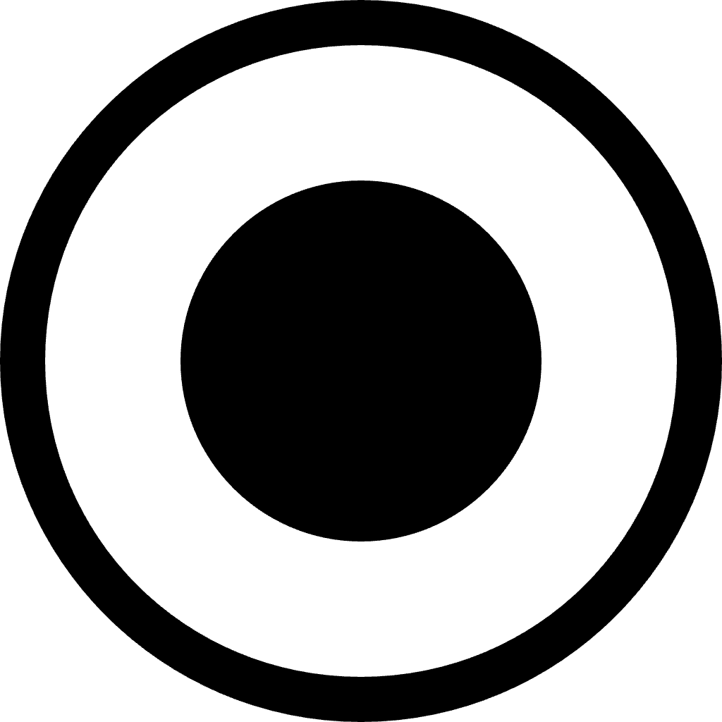 Concentric circles forming a dot symbol.