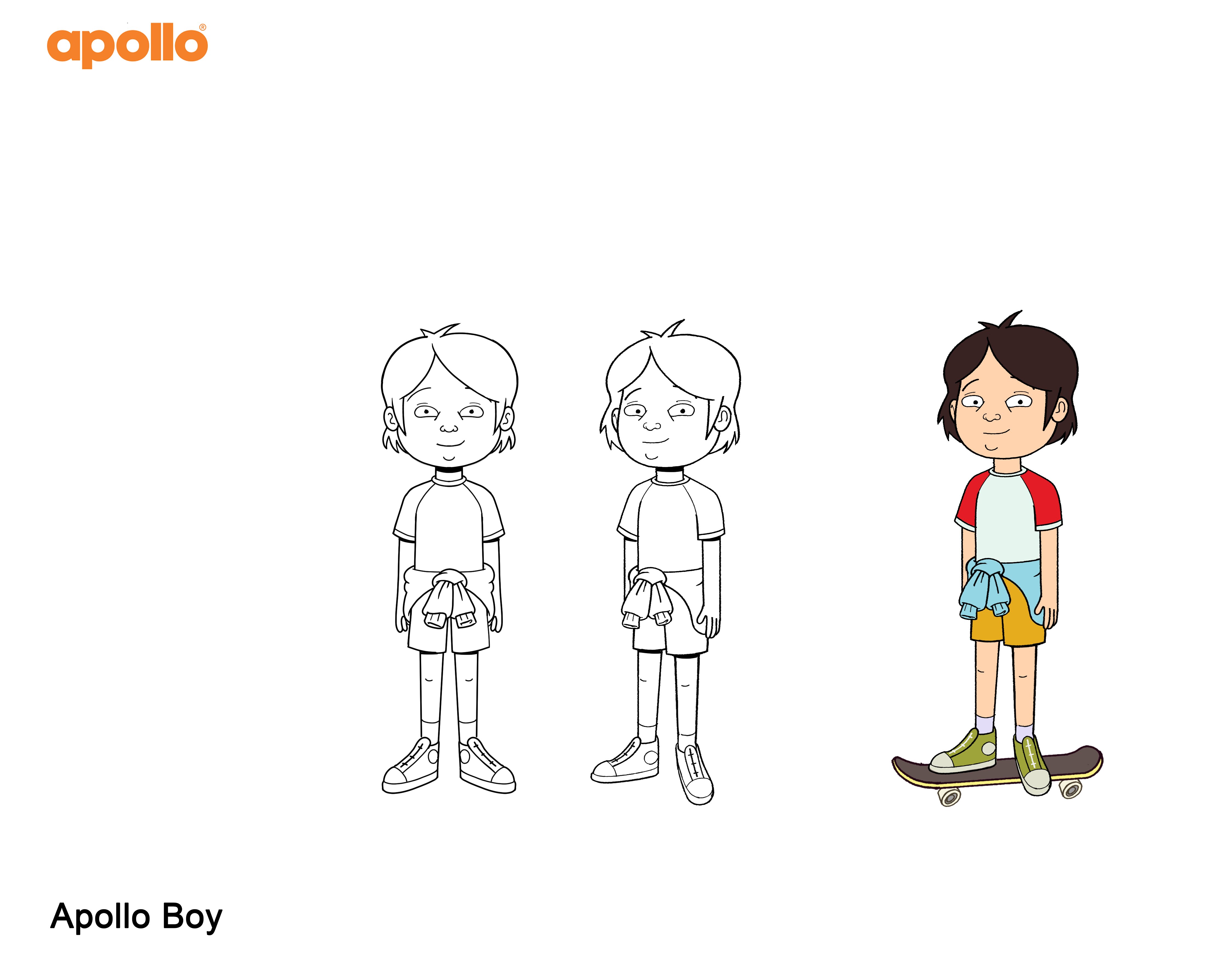 Turnaround and colour character study of the boy from The Van Pollo's.