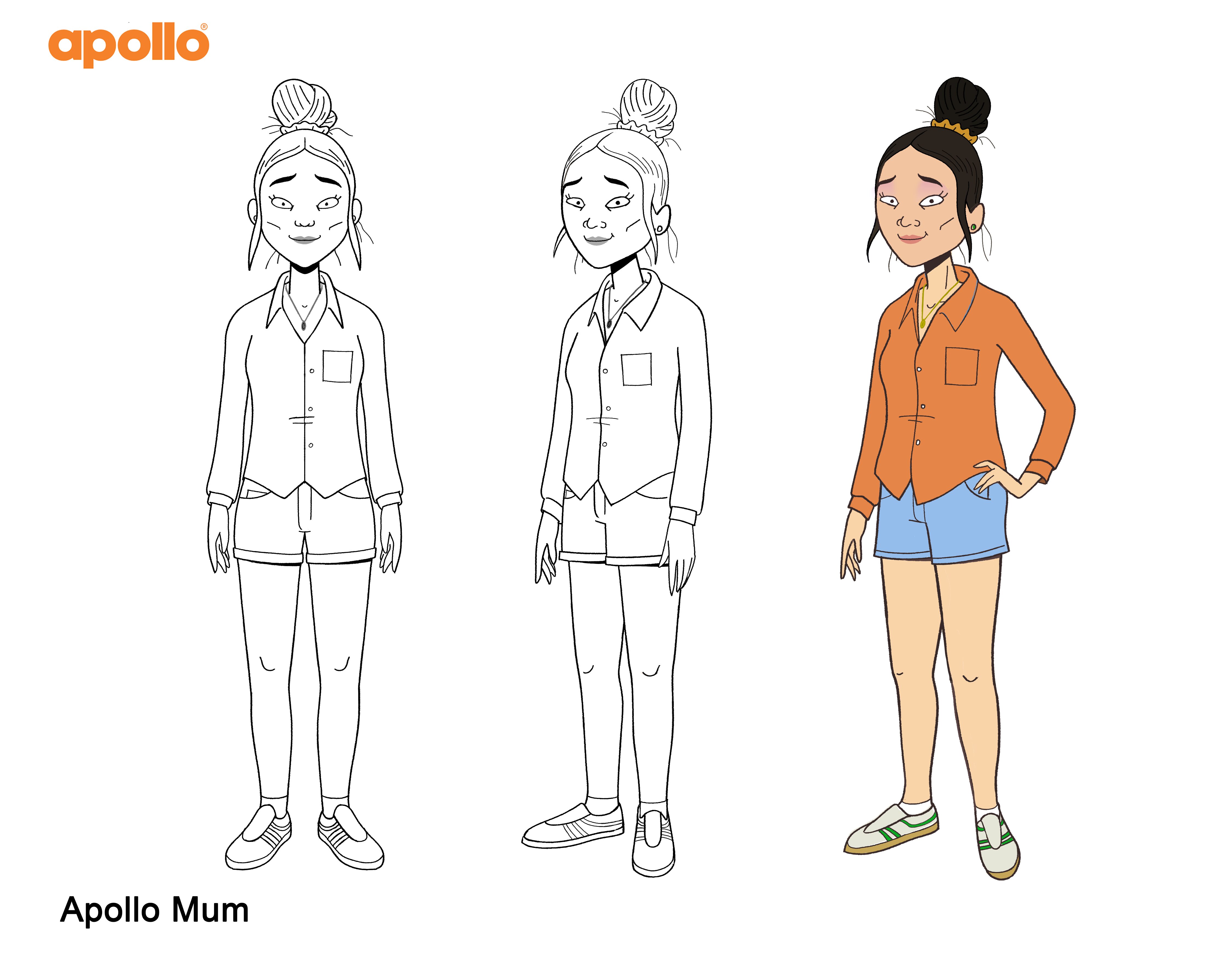 Turnaround and colour character study of Julie from The Van Pollo's.