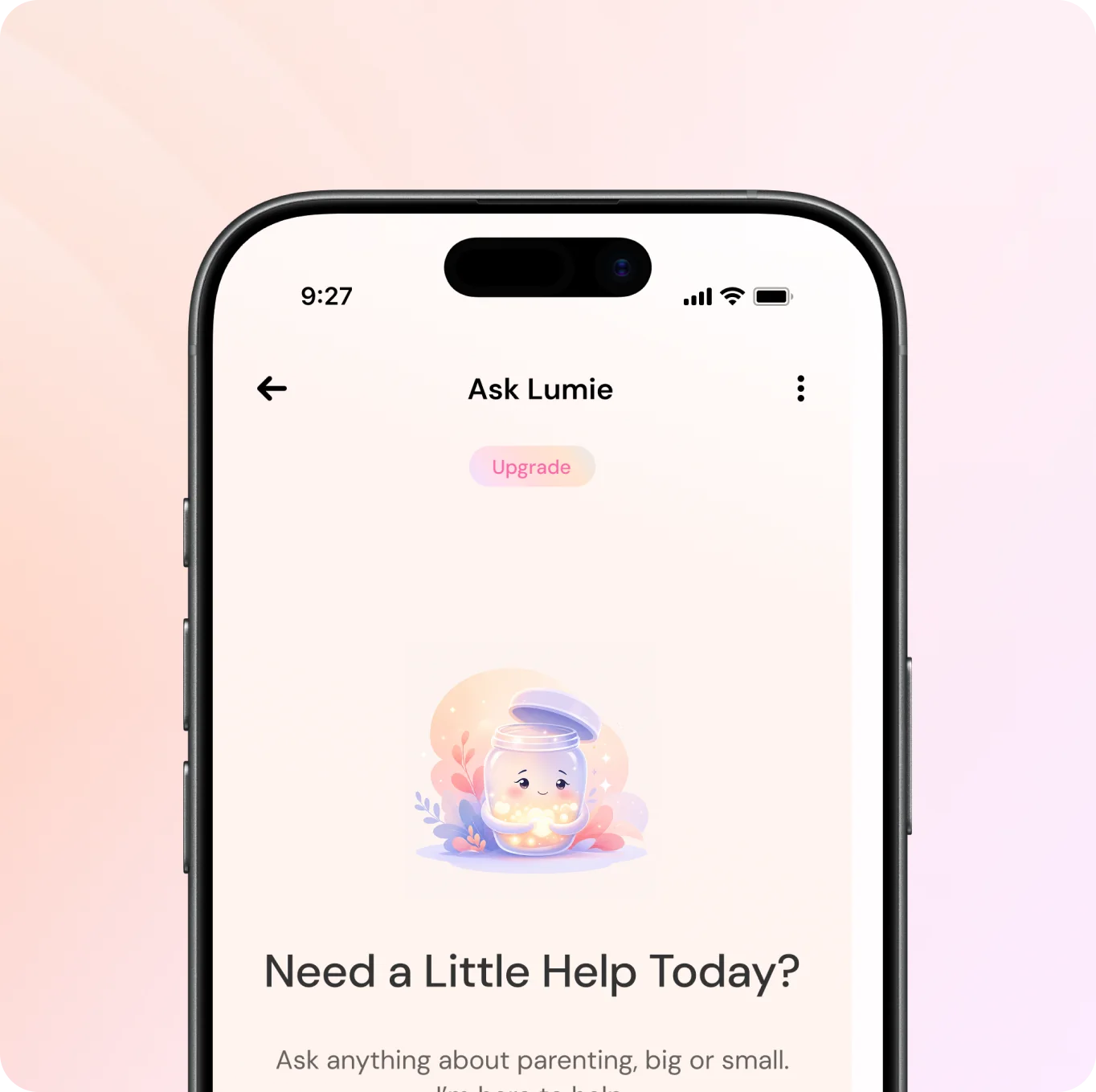 Ville app showing Lumie, the parenting AI companion