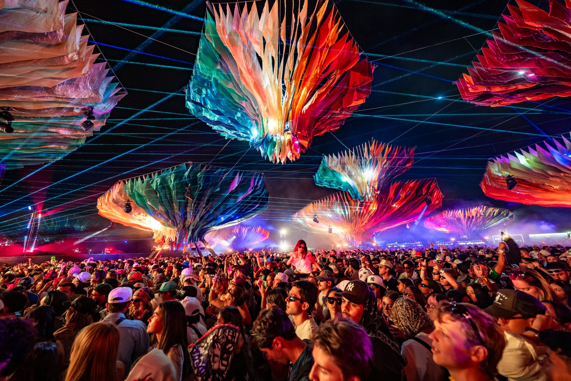 Coachella 2026 Do LaB Stage at sunset — layered lighting design by Visually Impressive Productions.