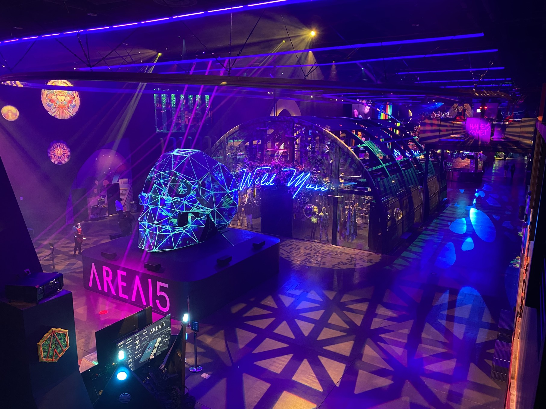 AREA15 Las Vegas — immersive attraction lighting design and programming by Jake Roeber, Visually Impressive Productions (2020–2022).